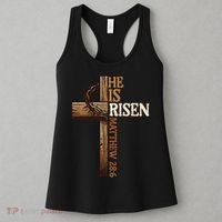 Easter Cross He Is Risen Jesus Christian Women's Tank Top thumb 3