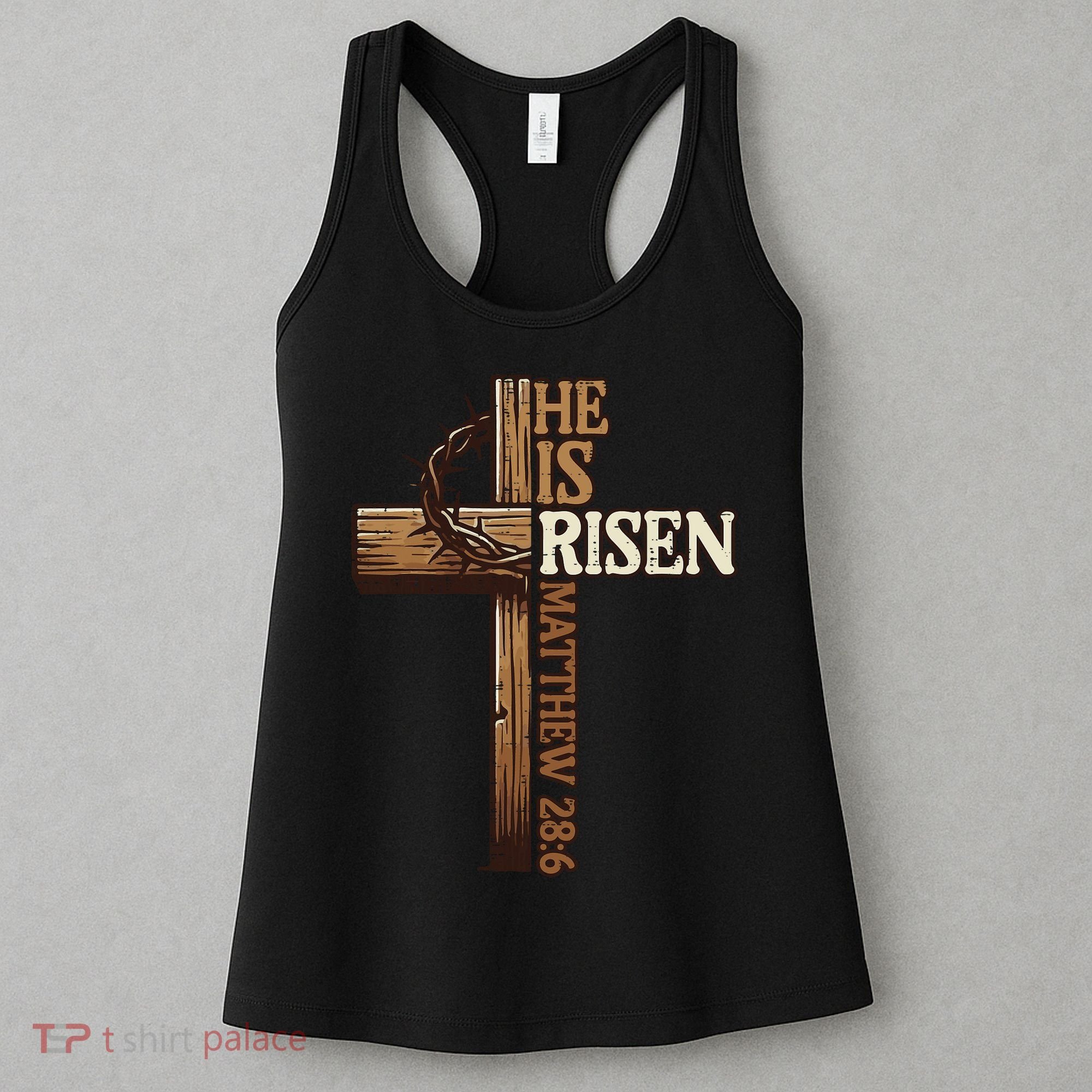 Easter Cross He Is Risen Jesus Christian Women's Tank Top