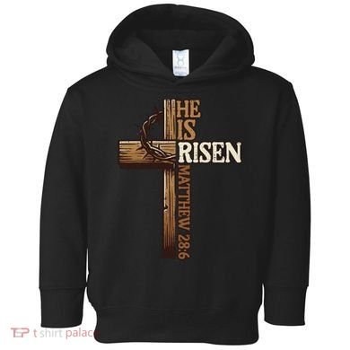 Easter Cross He Is Risen Jesus Christian Toddler Hoodie
