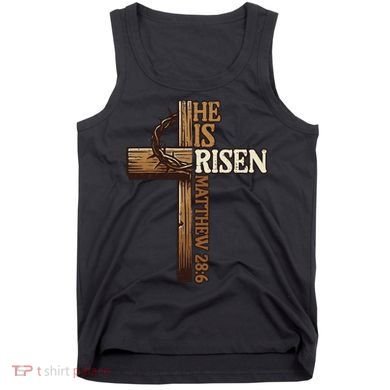 Easter Cross He Is Risen Jesus Christian Tank Top