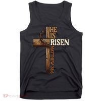 Easter Cross He Is Risen Jesus Christian Tank Top thumb 0