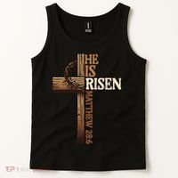 Easter Cross He Is Risen Jesus Christian Tank Top thumb 2
