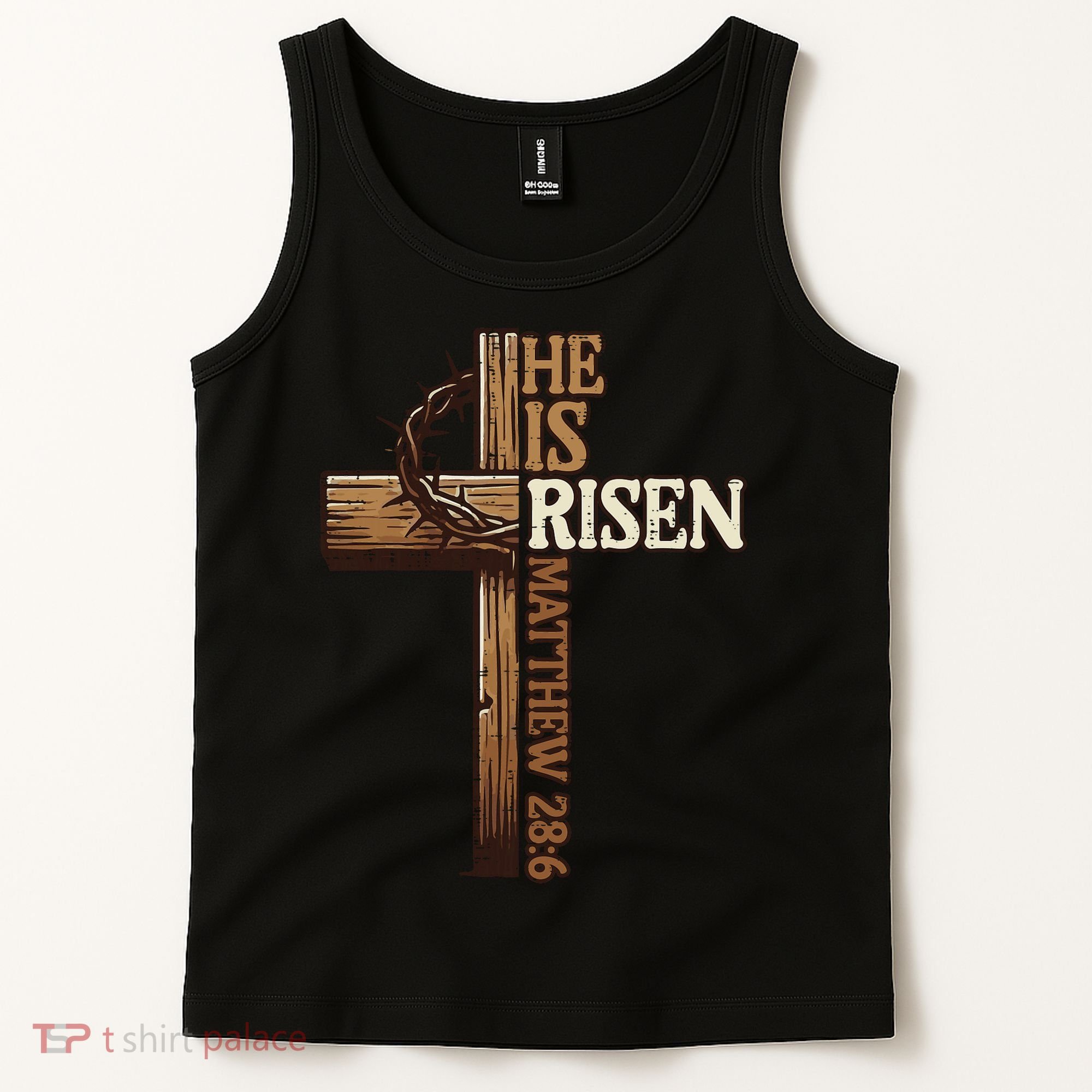 Easter Cross He Is Risen Jesus Christian Tank Top