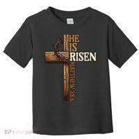 Easter Cross He Is Risen Jesus Christian Toddler T-Shirt thumb 0