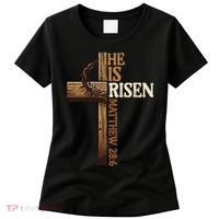 Easter Cross He Is Risen Jesus Christian Women's T-Shirt thumb 0