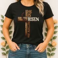Easter Cross He Is Risen Jesus Christian Women's T-Shirt thumb 2