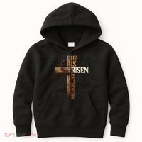 Easter Cross He Is Risen Jesus Christian Kids Hoodie thumb 0
