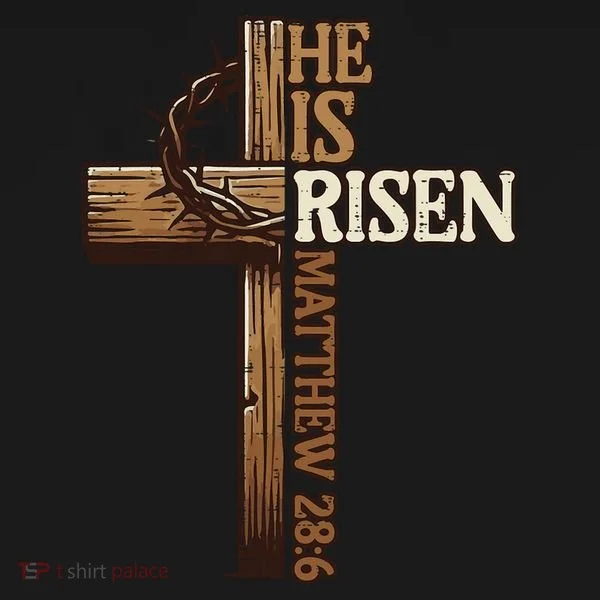 Easter Cross He Is Risen Jesus Christian Kids Long Sleeve Shirt