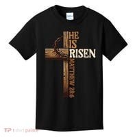 Easter Cross He Is Risen Jesus Christian Kids T-Shirt thumb 0