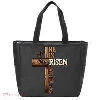 Easter Cross He Is Risen Jesus Christian Tote Bag thumb 0