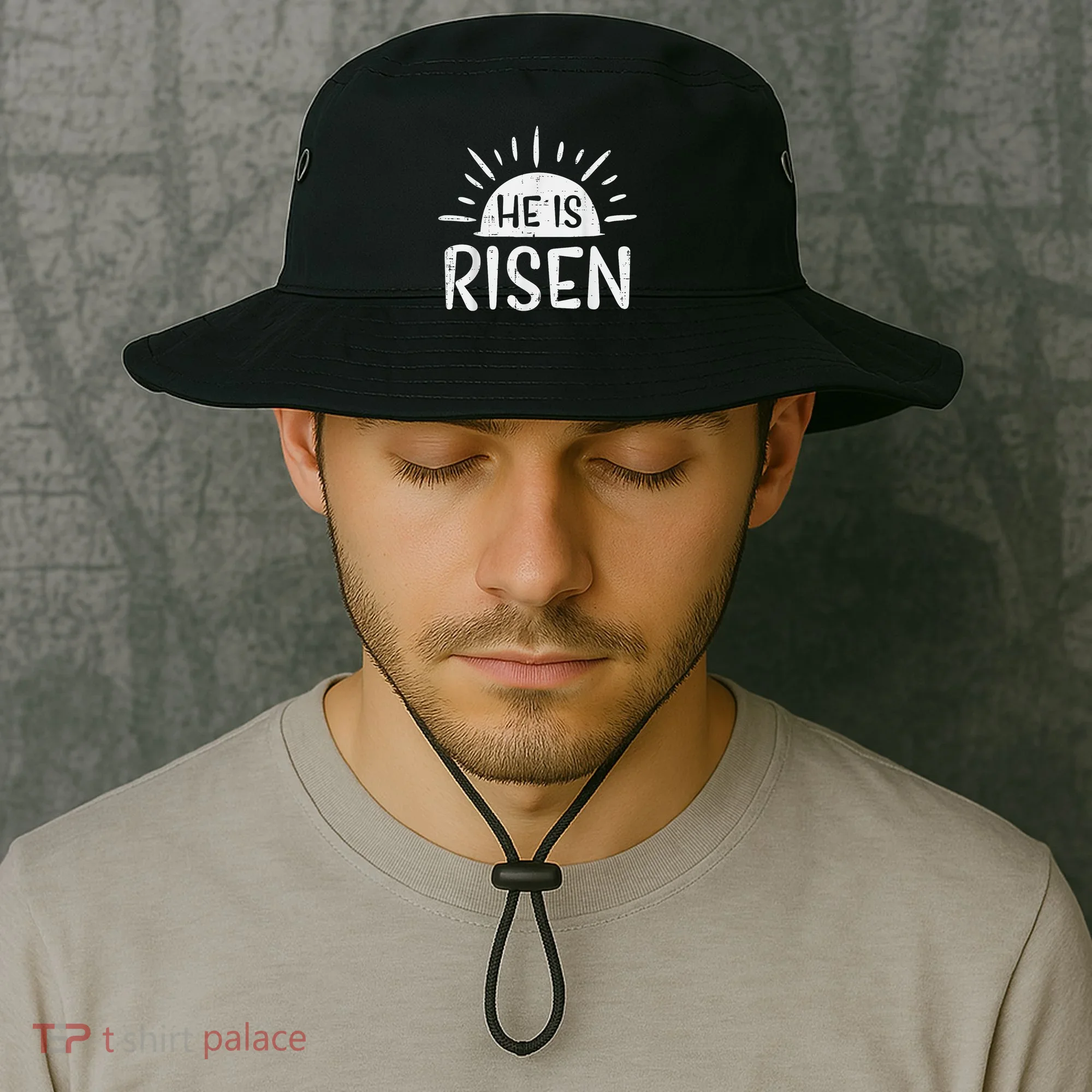 Easter Christian He Is Risen Sun Resurrection Bucket Hat