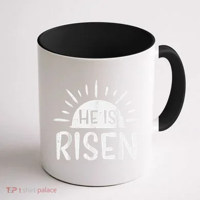 Easter Christian He Is Risen Sun Resurrection Coffee Mug back