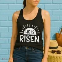 Easter Christian He Is Risen Sun Resurrection Women's Tank Top thumb 2
