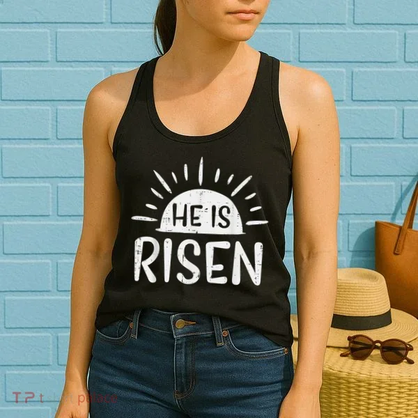 Easter Christian He Is Risen Sun Resurrection Women's Tank Top