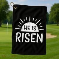 Easter Christian He Is Risen Sun Resurrection Golf Towel thumb 1