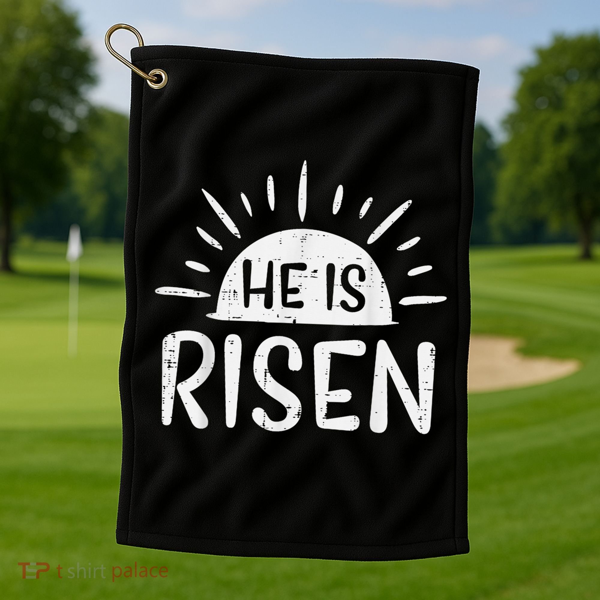 Easter Christian He Is Risen Sun Resurrection Golf Towel