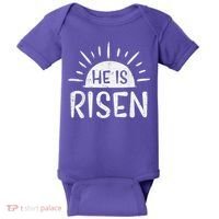 Easter Christian He Is Risen Sun Resurrection Baby Bodysuit thumb 0
