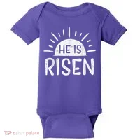 Easter Christian He Is Risen Sun Resurrection Baby Bodysuit thumb 0