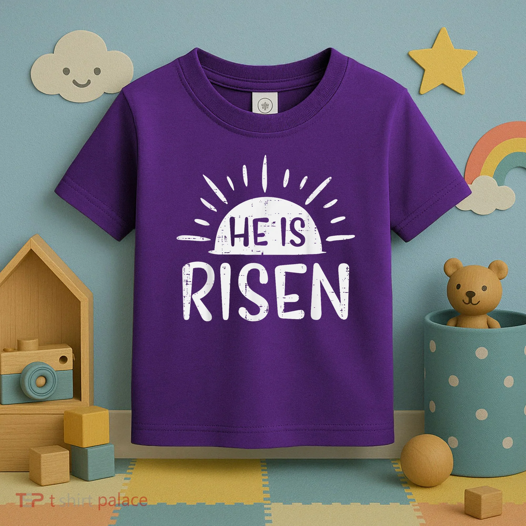 Easter Christian He Is Risen Sun Resurrection Toddler T-Shirt