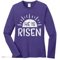 Easter Christian He Is Risen Sun Resurrection Women's Long Sleeve Shirt thumb 0