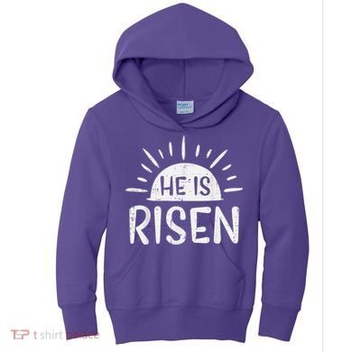 Easter Christian He Is Risen Sun Resurrection Kids Hoodie