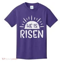 Easter Christian He Is Risen Sun Resurrection Kids T-Shirt thumb 0