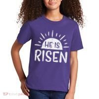 Easter Christian He Is Risen Sun Resurrection Kids T-Shirt thumb 2