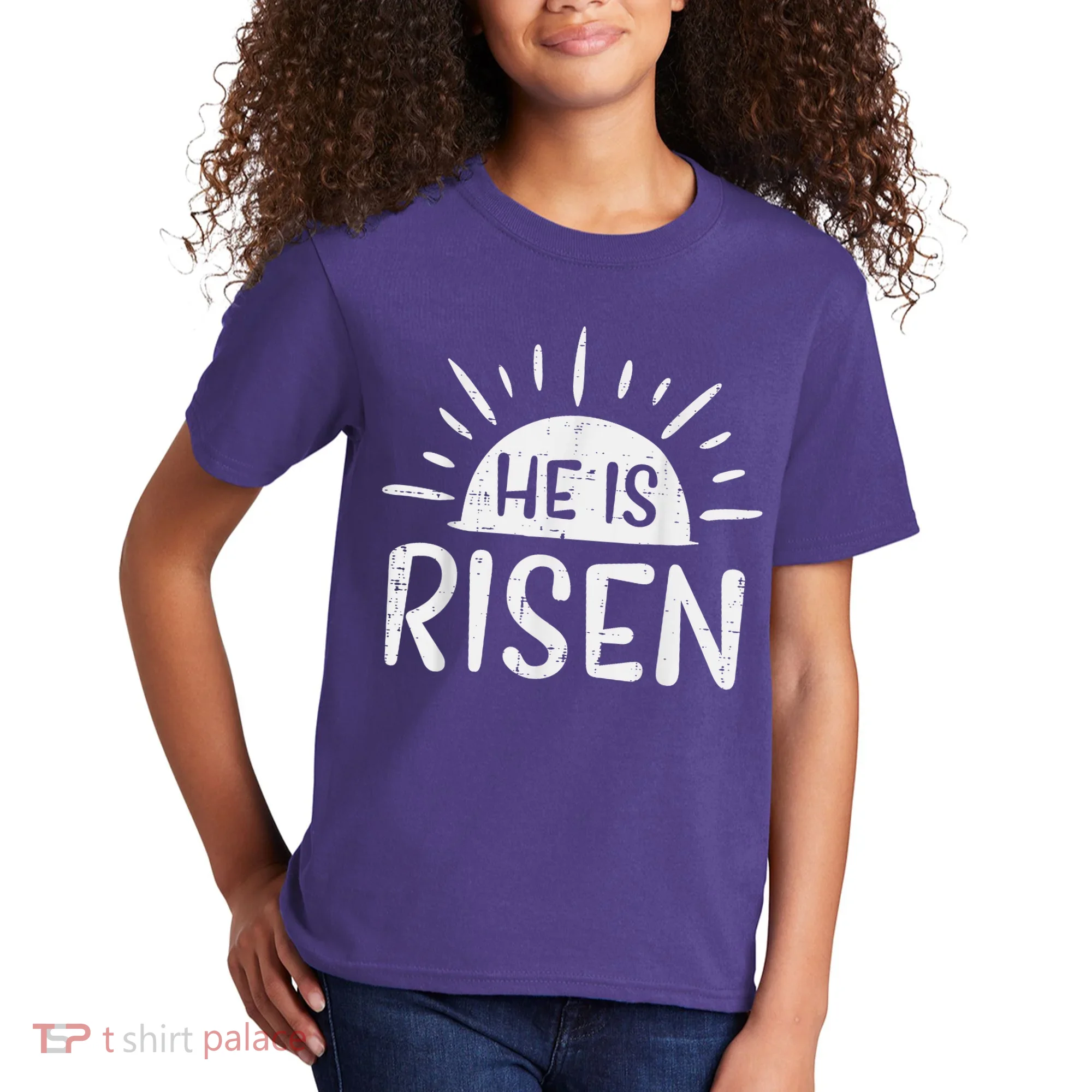 Easter Christian He Is Risen Sun Resurrection Kids T-Shirt
