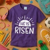 Easter Christian He Is Risen Sun Resurrection Kids T-Shirt thumb 3