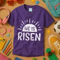 Easter Christian He Is Risen Sun Resurrection Kids T-Shirt thumb 3