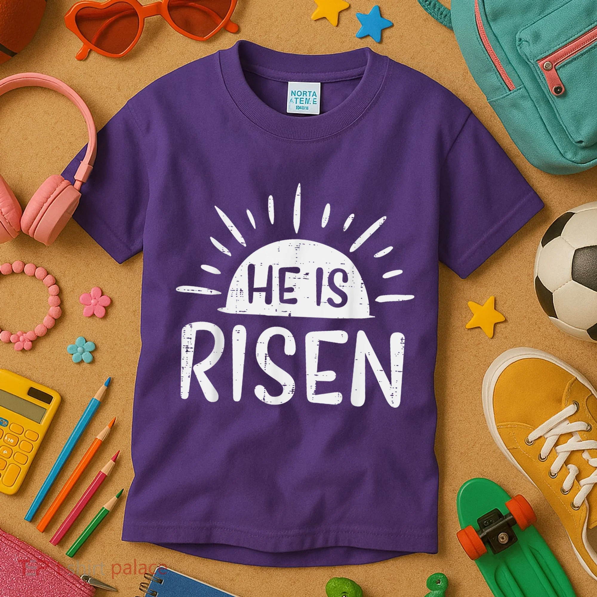 Easter Christian He Is Risen Sun Resurrection Kids T-Shirt