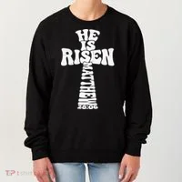 Easter Cross He Is Risen Jesus Christian Women's Sweatshirt thumb 0