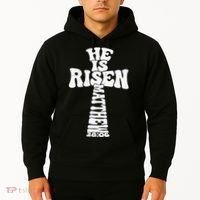 Easter Cross He Is Risen Jesus Christian Hoodie thumb 2