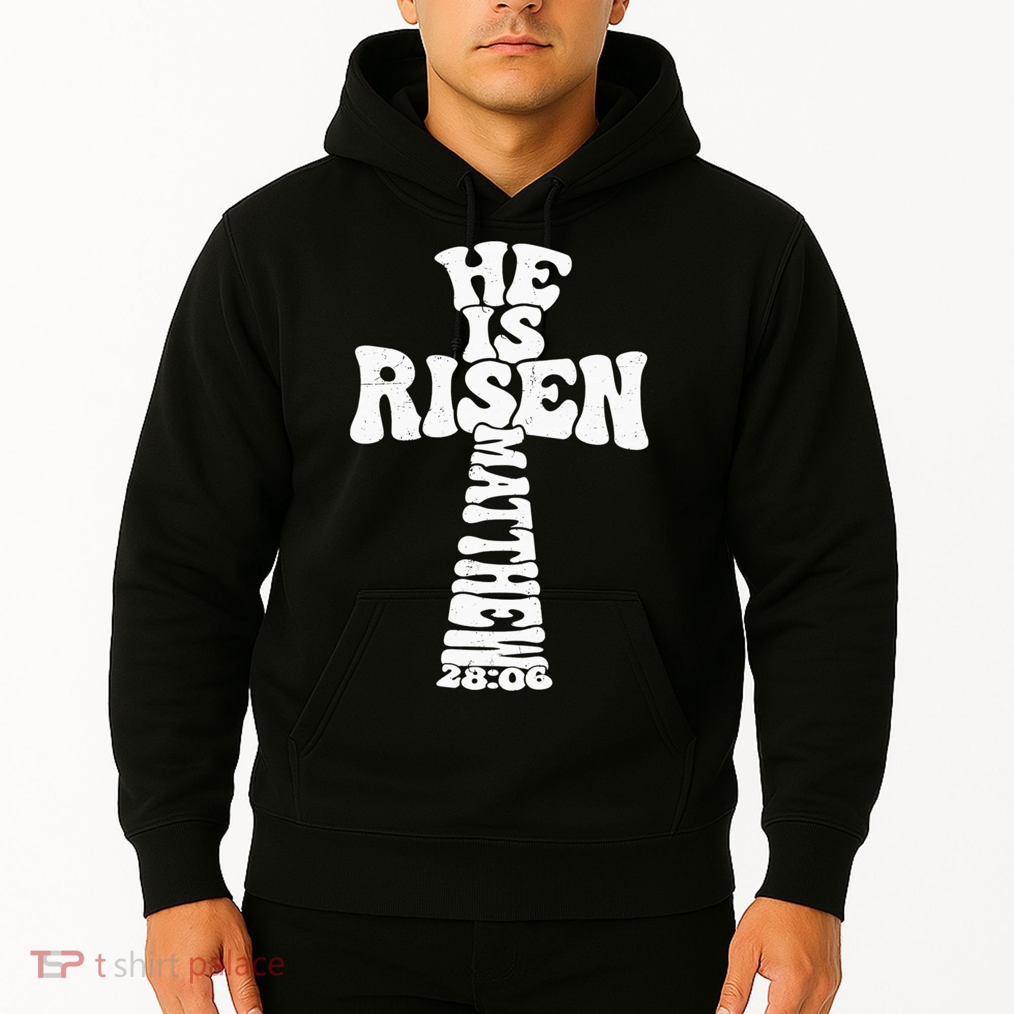 Easter Cross He Is Risen Jesus Christian Hoodie