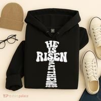 Easter Cross He Is Risen Jesus Christian Hoodie thumb 4