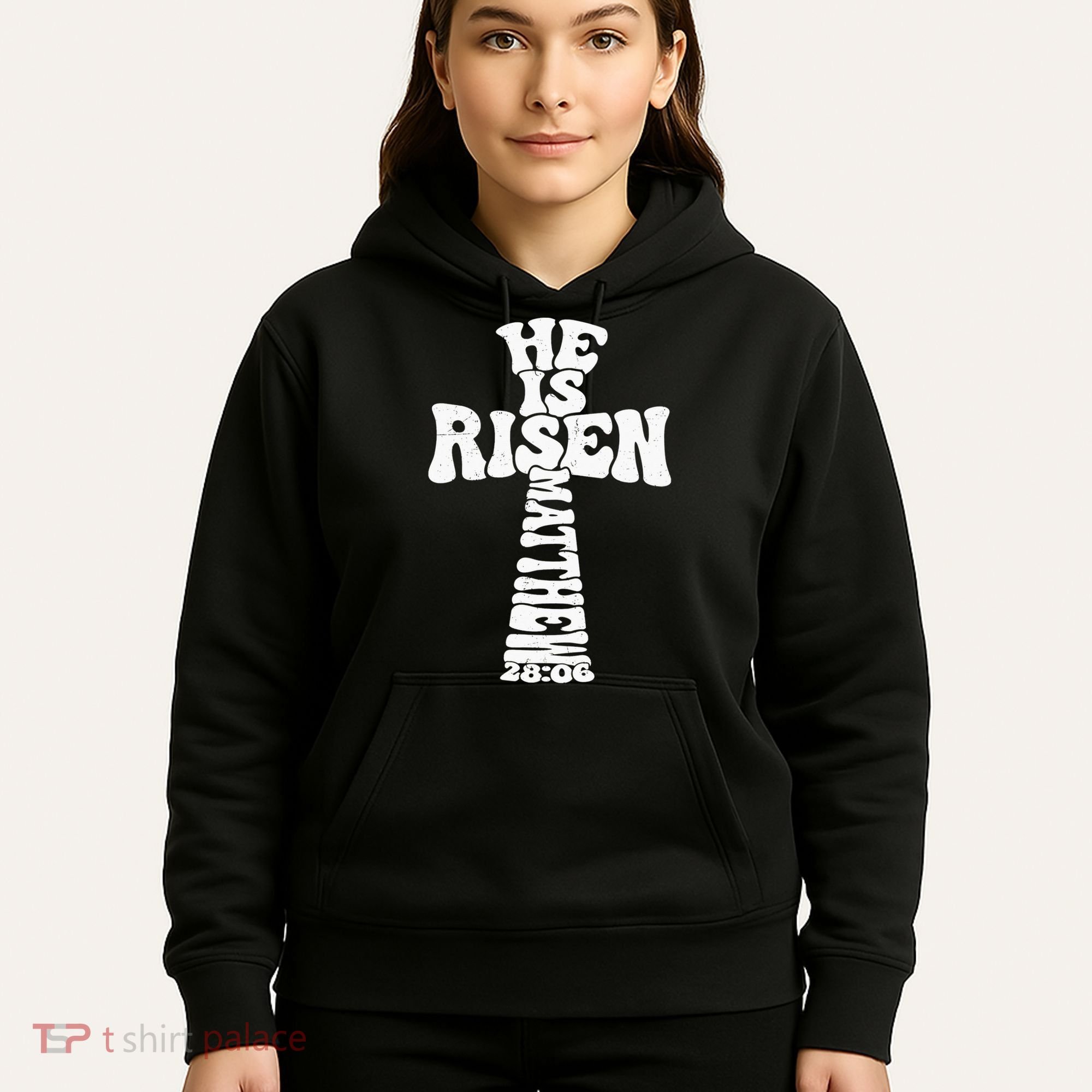 Easter Cross He Is Risen Jesus Christian Hoodie