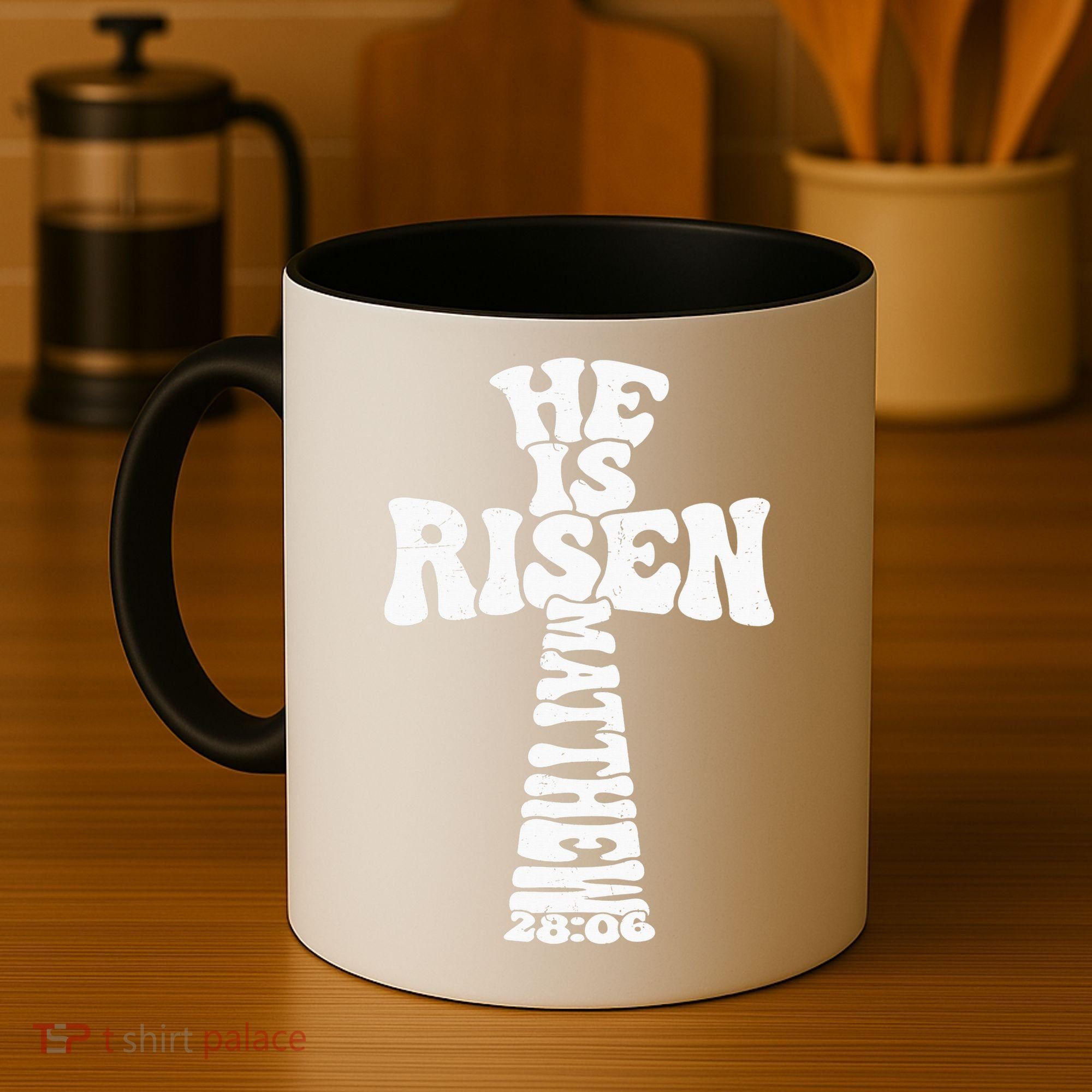 Easter Cross He Is Risen Jesus Christian Coffee Mug