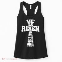 Easter Cross He Is Risen Jesus Christian Women's Tank Top thumb 0