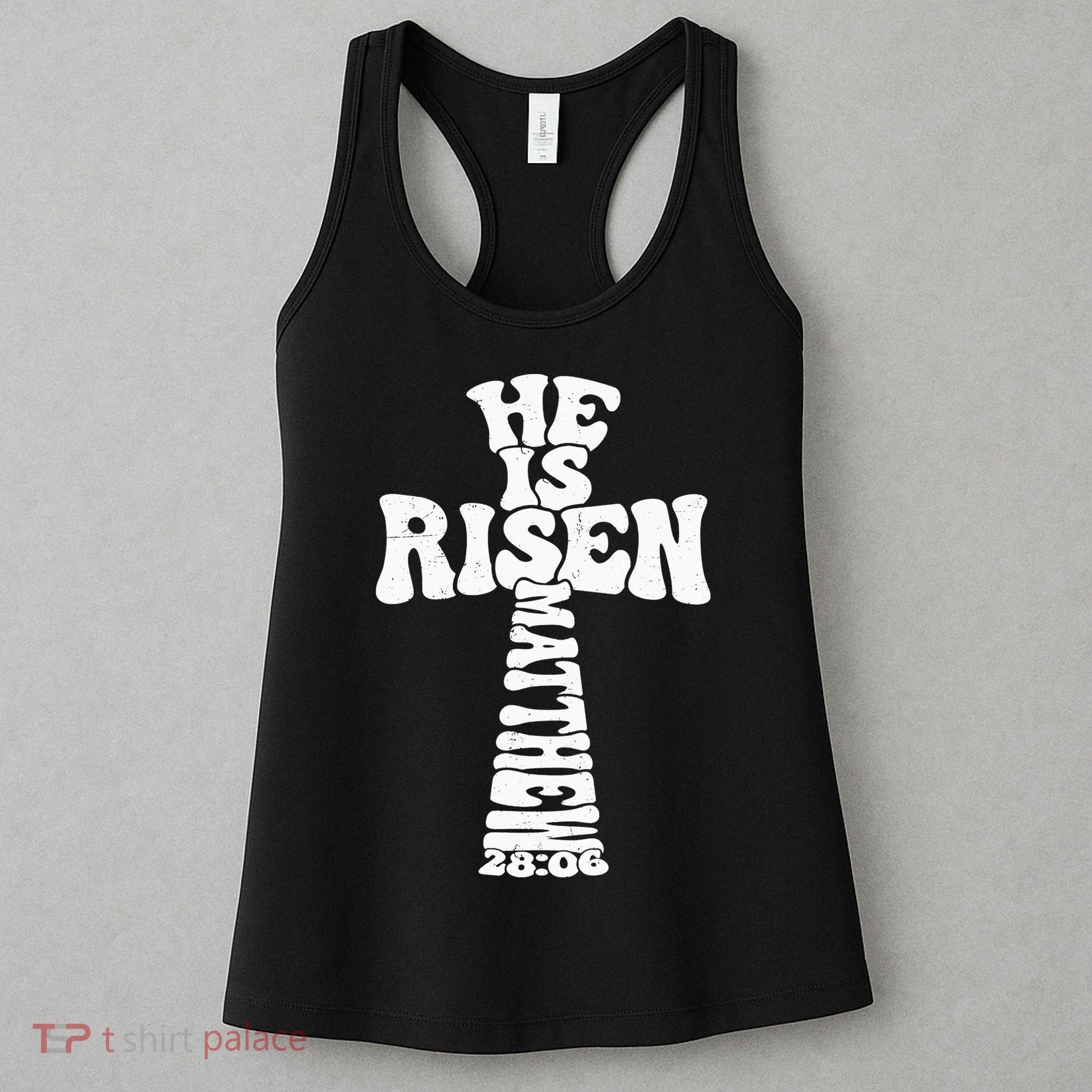 Easter Cross He Is Risen Jesus Christian Women's Tank Top