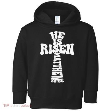 Easter Cross He Is Risen Jesus Christian Toddler Hoodie