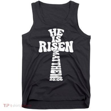 Easter Cross He Is Risen Jesus Christian Tank Top