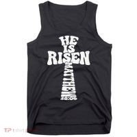 Easter Cross He Is Risen Jesus Christian Tank Top thumb 0