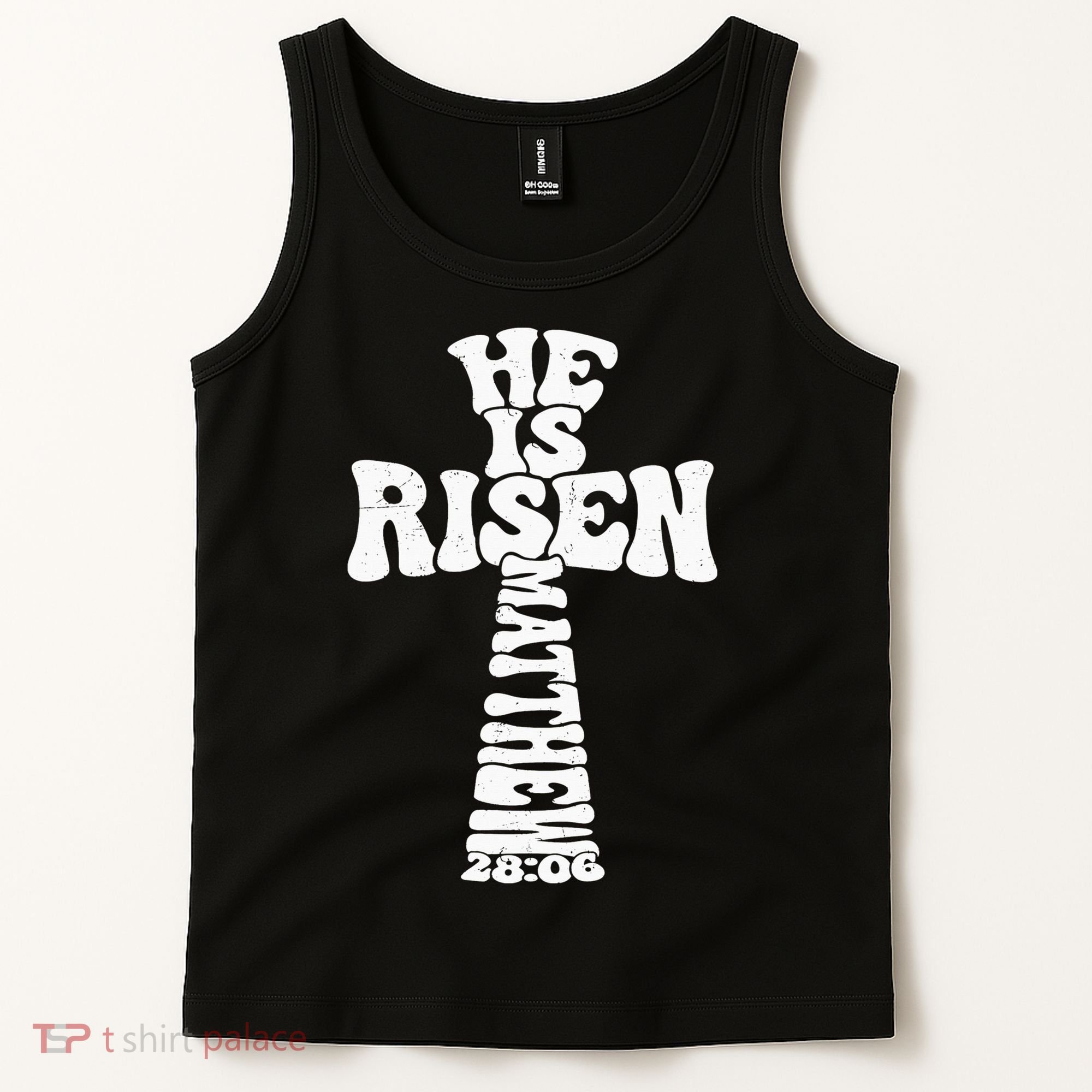 Easter Cross He Is Risen Jesus Christian Tank Top