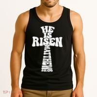 Easter Cross He Is Risen Jesus Christian Tank Top thumb 3