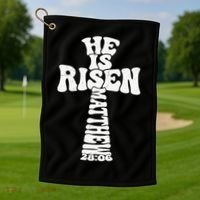 Easter Cross He Is Risen Jesus Christian Golf Towel thumb 1