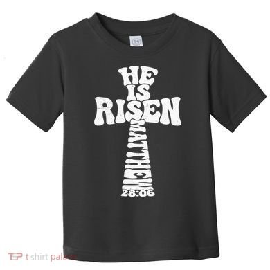 Easter Cross He Is Risen Jesus Christian Toddler T-Shirt