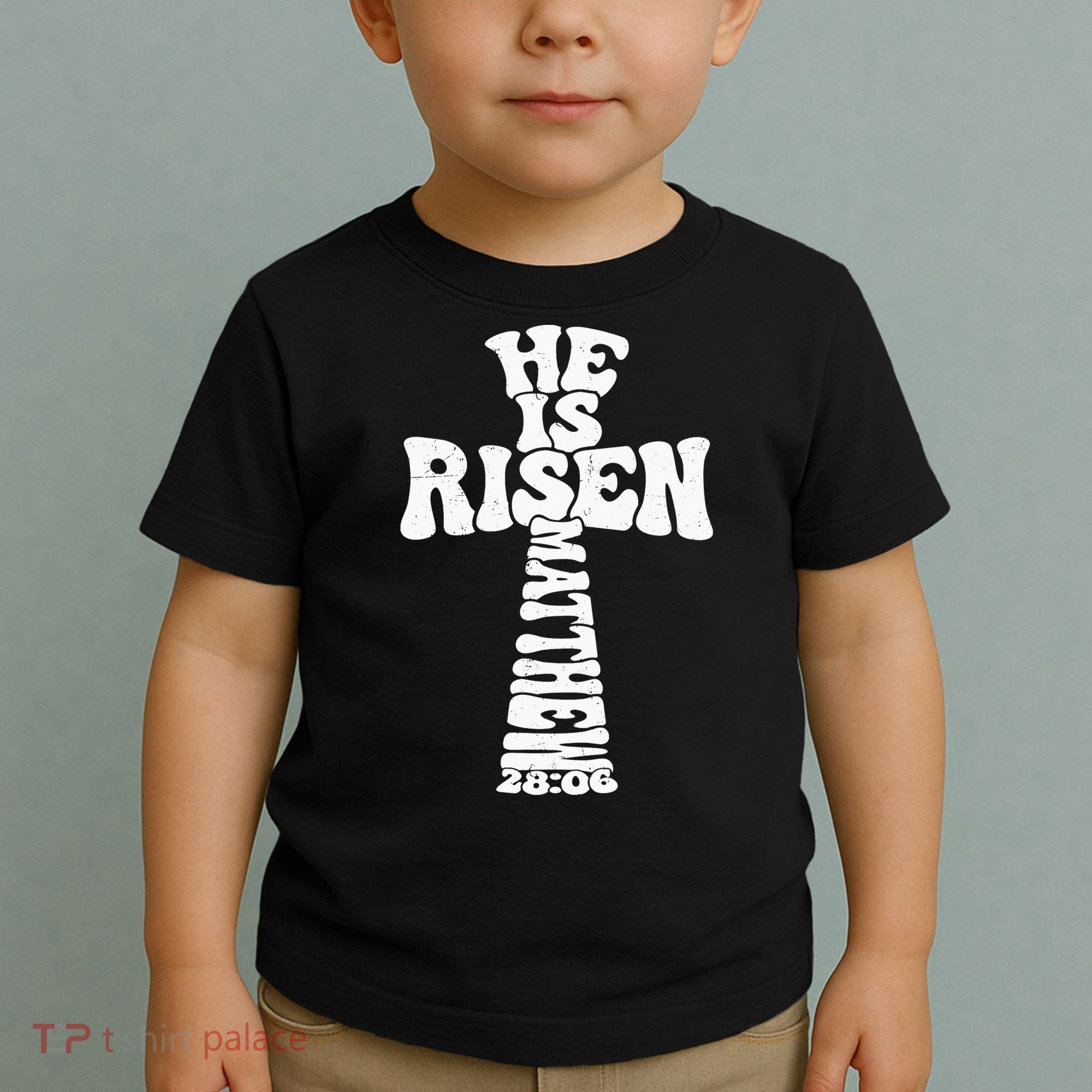 Easter Cross He Is Risen Jesus Christian Toddler T-Shirt