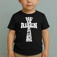 Easter Cross He Is Risen Jesus Christian Toddler T-Shirt thumb 2