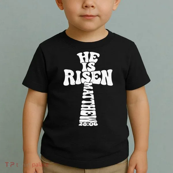 Easter Cross He Is Risen Jesus Christian Toddler T-Shirt