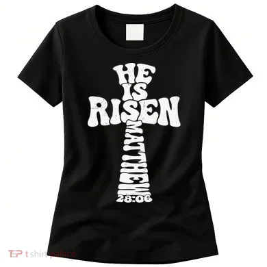 Easter Cross He Is Risen Jesus Christian Women's T-Shirt